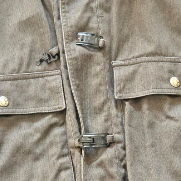 Liz Claiborne Vintage Brown Cotton Utility Cargo Vest Buckle Zip Small RN 52002 - Picture 5 of 9